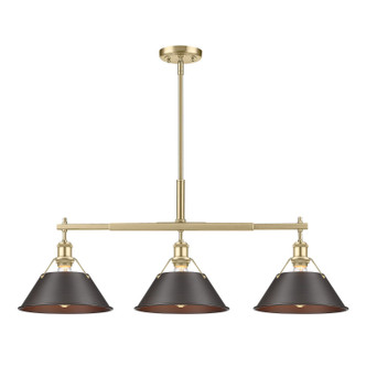 Golden - 3306-LP BCB-RBZ - Three Light Linear Pendant - Orwell - Brushed Champagne Brass
