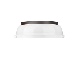 Golden - 3602-14 RBZ-WH - Two Light Flush Mount - Duncan - Rubbed Bronze