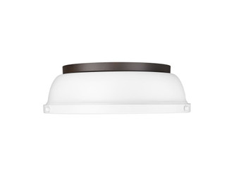 Golden - 3602-14 RBZ-WHT - Two Light Flush Mount - Duncan - Rubbed Bronze