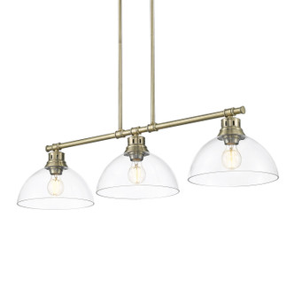 Golden - 3602-3LP AB-CLR - Three Light Linear Pendant - Duncan - Aged Brass