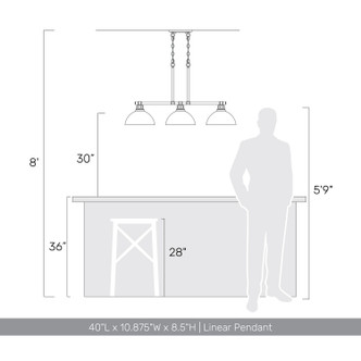 Duncan Three Light Linear Pendant (3602-3LP AB-NVY)