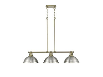 Golden - 3602-3LP AB-PW - Three Light Linear Pendant - Duncan - Aged Brass