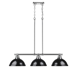 Golden - 3602-3LP CH-BK - Three Light Linear Pendant - Duncan - Chrome