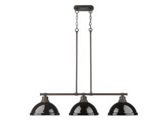 Golden - 3602-3LP RBZ-BK - Three Light Linear Pendant - Duncan - Rubbed Bronze