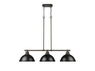 Golden - 3602-3LP RBZ-BLK - Three Light Linear Pendant - Duncan - Rubbed Bronze