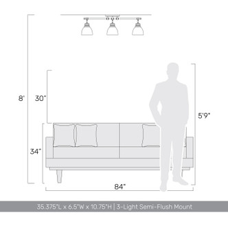 Duncan Three Light Semi-Flush Mount (3602-3SF RBZ-WH)