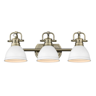 Golden - 3602-BA3 AB-WHT - Three Light Bath Vanity - Duncan - Aged Brass