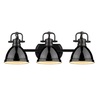 Golden - 3602-BA3 BLK-BK - Three Light Bath Vanity - Duncan - Matte Black