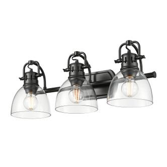 Golden - 3602-BA3 BLK-CLR - Three Light Vanity - Duncan - Matte Black