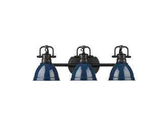 Golden - 3602-BA3 BLK-NVY - Three Light Vanity - Duncan - Matte Black