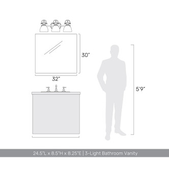 Duncan Three Light Bath Vanity (3602-BA3 BLK-WH)
