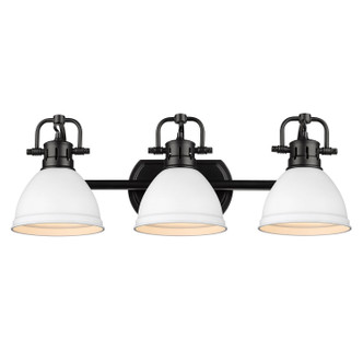 Golden - 3602-BA3 BLK-WHT - Three Light Bath Vanity - Duncan - Matte Black