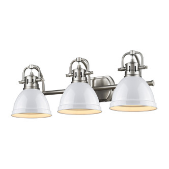 Golden - 3602-BA3 PW-WH - Three Light Bath Vanity - Duncan BCB - Pewter
