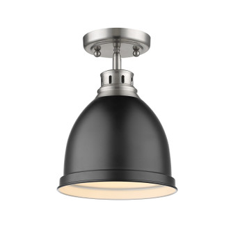 Golden - 3602-FM PW-BLK - One Light Flush Mount - Duncan - Pewter