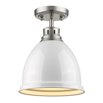 Golden - 3602-FM PW-WH - One Light Flush Mount - Duncan - Pewter