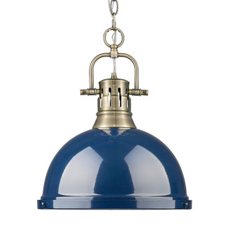 Golden - 3602-L AB-NVY - One Light Pendant - Duncan - Aged Brass