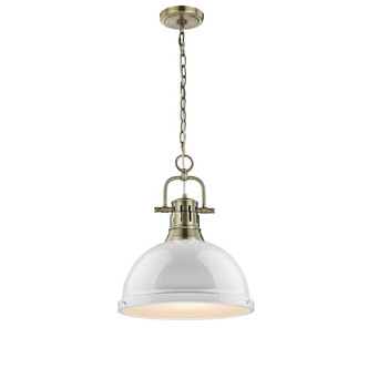 Golden - 3602-L AB-WH - One Light Pendant - Duncan - Aged Brass
