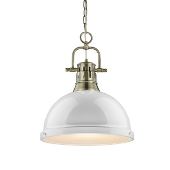 Golden - 3602-L AB-WH - One Light Pendant - Duncan - Aged Brass
