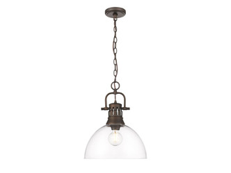 Golden - 3602-L RBZ-CLR - One Light Pendant - Duncan - Rubbed Bronze