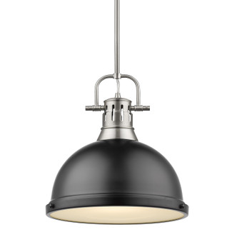 Golden - 3604-L PW-BLK - One Light Pendant - Duncan - Pewter