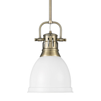 Golden - 3604-S AB-WHT - One Light Pendant - Duncan - Aged Brass