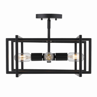 Golden - 6070-SF BLK-BLK - Four Light Semi-Flush Mount - Tribeca - Matte Black