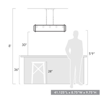 Camden Five Light Linear Pendant (6085-LP BLK-NR)