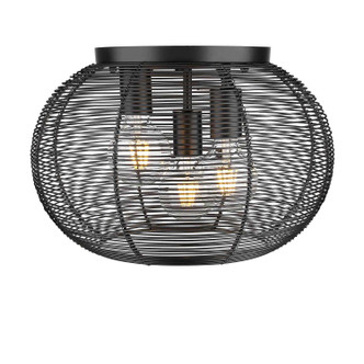 Golden - 6802-FM BLK - Three Light Flush Mount - Calypso - Matte Black