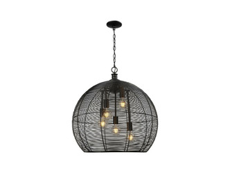 Golden - 6802-L BLK - Five Light Pendant - Calypso - Matte Black