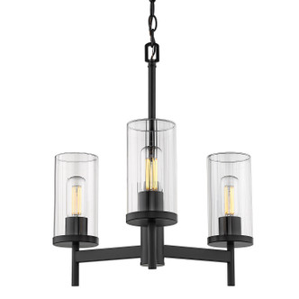 Golden - 7011-3 BLK-CLR - Three Light Chandelier - Winslett - Matte Black