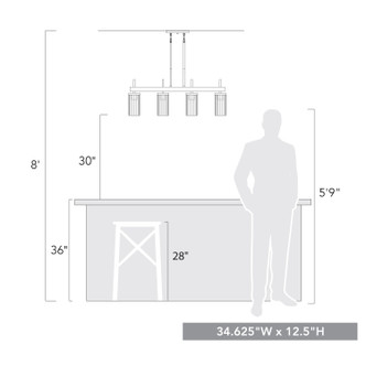 Winslett Four Light Linear Pendant (7011-LP PW-CLR)