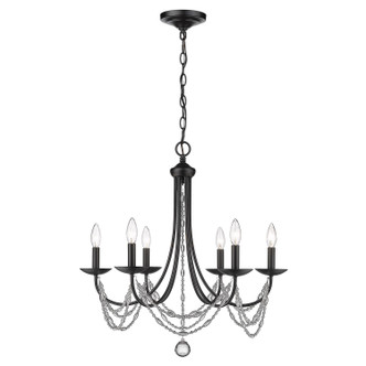 Golden - 7644-6 BLK - Six Light Chandelier - Mirabella - Matte Black