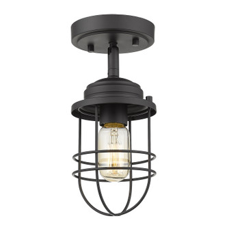 Golden - 9808-SF BLK - One Light Semi-Flush Mount - Seaport - Matte Black