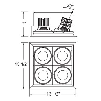 26W Multi LED Recessed Multiple (TE134BLED-40-2-01)