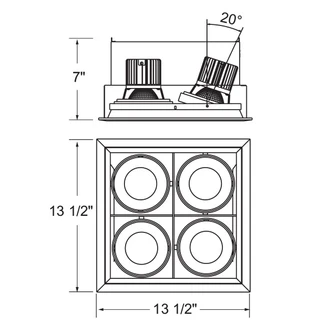 26W Multi LED Recessed Multiple (TE134BLED-40-2-0N)