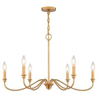 Vaxcel - H0318 - Six Light Chandelier - Annabelle - Muted Brass