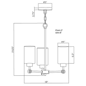Jayden Three Light Chandelier (2614-03-32)