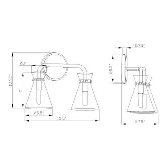 Beaker Two Light Bath Vanity Light (5733-02-04)