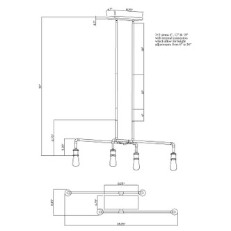 Piper Four Light Linear Chandelier (7116-04-51)