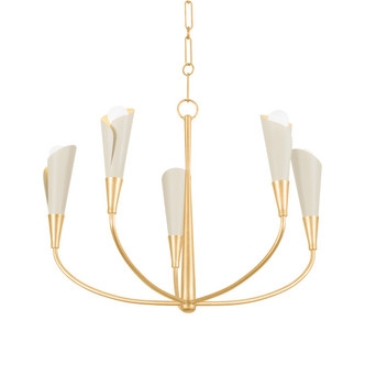 Hudson Valley - 3155-VGL/SSD - Five Light Chandelier - Montrose - Vintage Gold Leaf/Soft Sand Hudson Valley - 3155-VGL/SSD - Five Light Chandelier - Montrose - Vintage Gold Leaf/Soft Sand