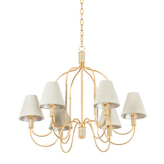 Hudson Valley - 5732-VGL - Six Light Chandelier - Warrensburg - Vintage Gold Leaf