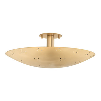 Hudson Valley - 8718-VB - Three Light Flush Mount - Bern - Vintage Brass