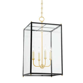 Hudson Valley - MDS1201-AGB/DBL - Four Light Lantern - Chaselton - Aged Brass/Darkest Blue