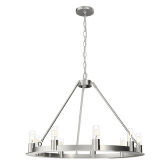 Hunter - 19031 - Nine Light Chandelier - Saddlewood - Brushed Nickel