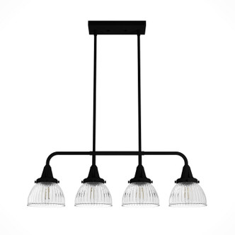 Hunter - 19184 - Four Light Linear Chandelier - Cypress Grove - Natural Black Iron