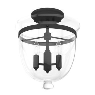 Hunter - 19315 - Three Light Flush Mount - Belltown - Natural Black Iron