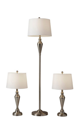 Adesso Home - 1583-22 - 3 Piece Floor and Table Lamp Set - Glendale - Brushed Steel