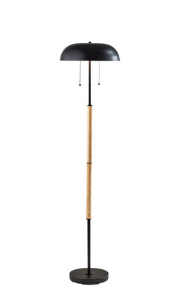 Adesso Home - 3793-12 - Two Light Floor Lamp - Everett - Natural Wood & Black