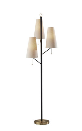Adesso Home - 4176-01 - Three Light Floor Lamp - Daniel - Black W. Antique Brass