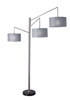 Adesso Home - 4255-22 - Three Light Floor Lamp - Wellington - Brushed Steel